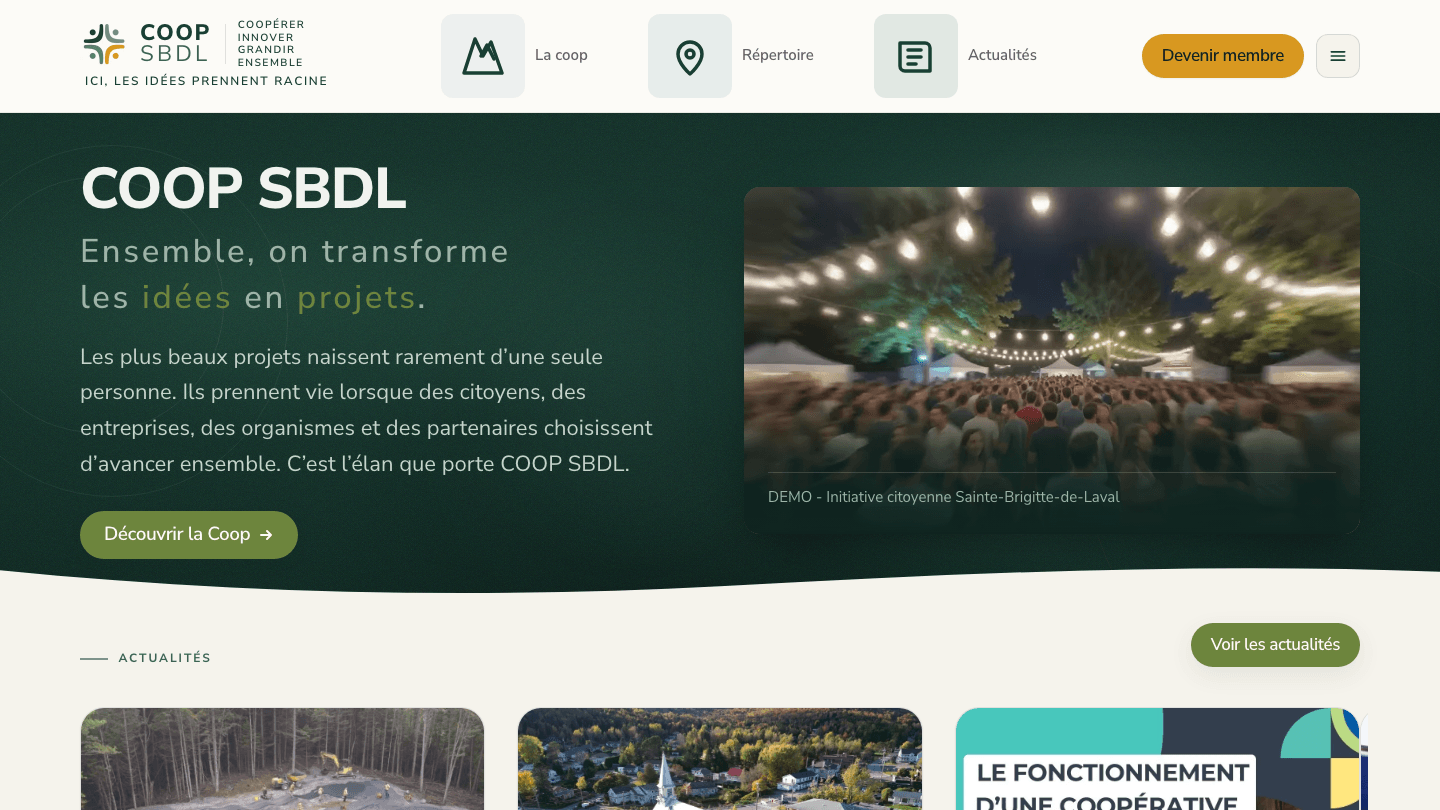 Capture d’écran du site coop-sbdl.ca