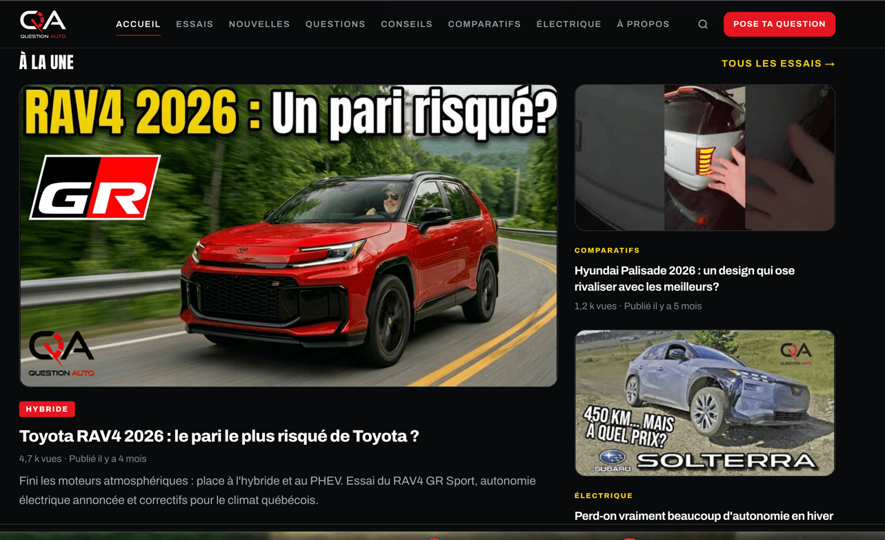 Aperçu du site questionauto.ca